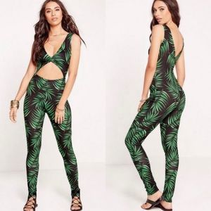 Missguided Jersey Palm Print Festival Jumpsuit